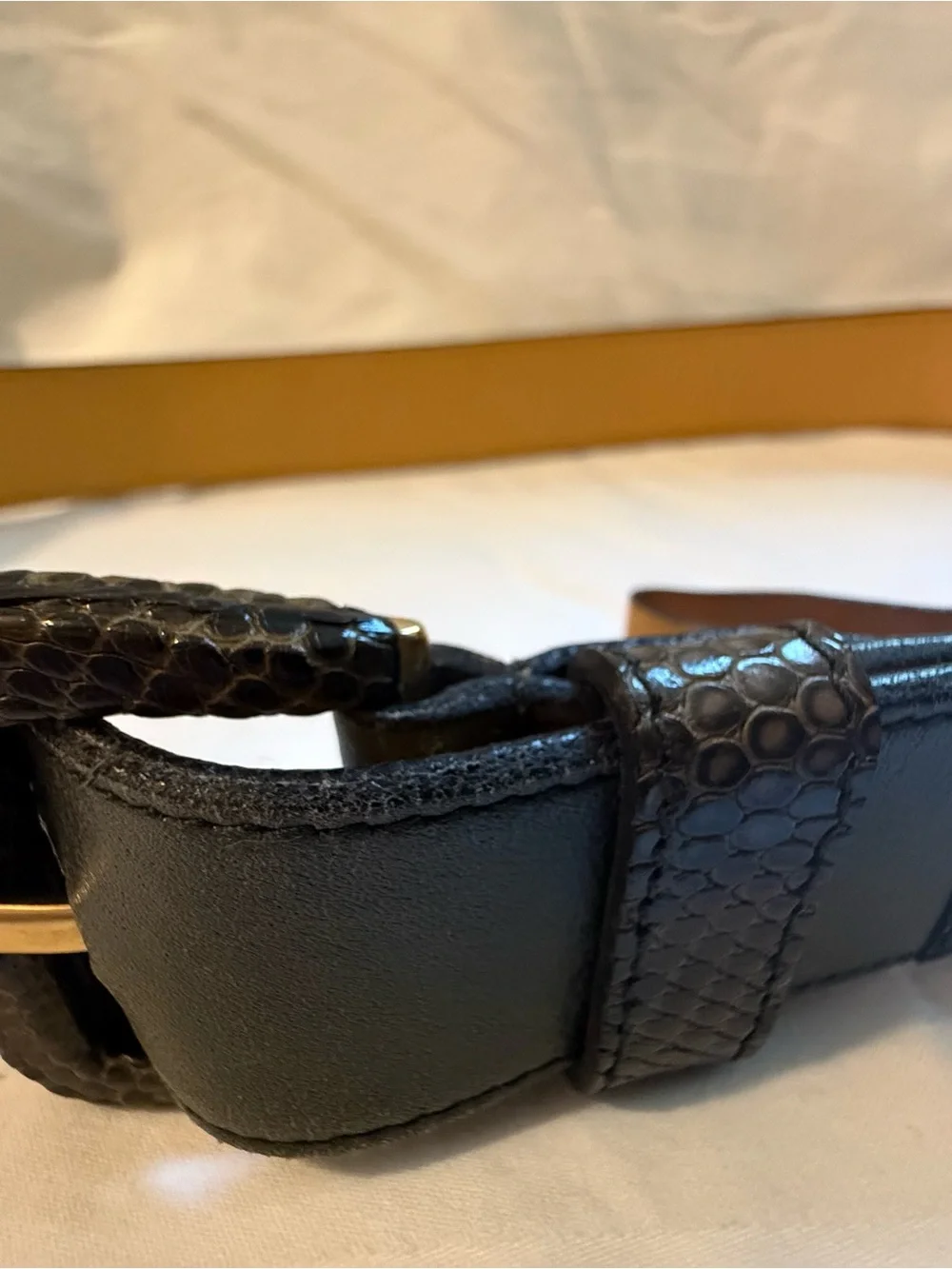 Valentino Garavani Green Leather Belt with Textured Buckle